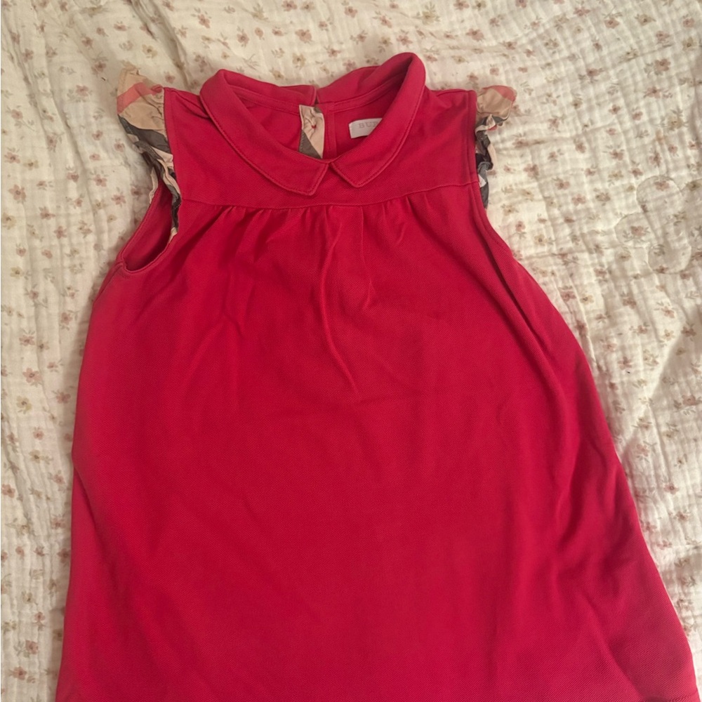 Burberry Red Sleeveless Top with Ruffle Accent